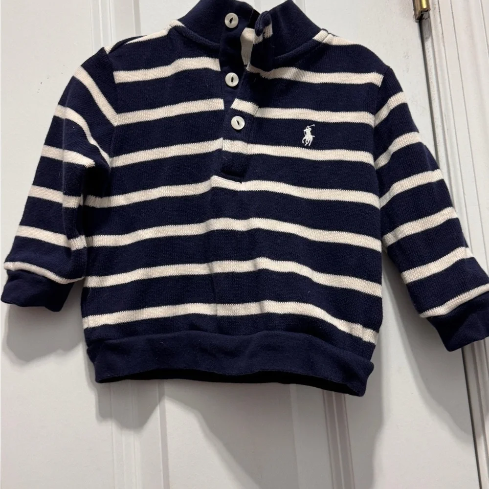 Ralph Lauren Navy and White Striped Polo size 12 months
